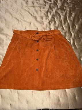 SHEIN Rust Button-Front A-Line Skirt with Tie Waist - 3XL / 4XL